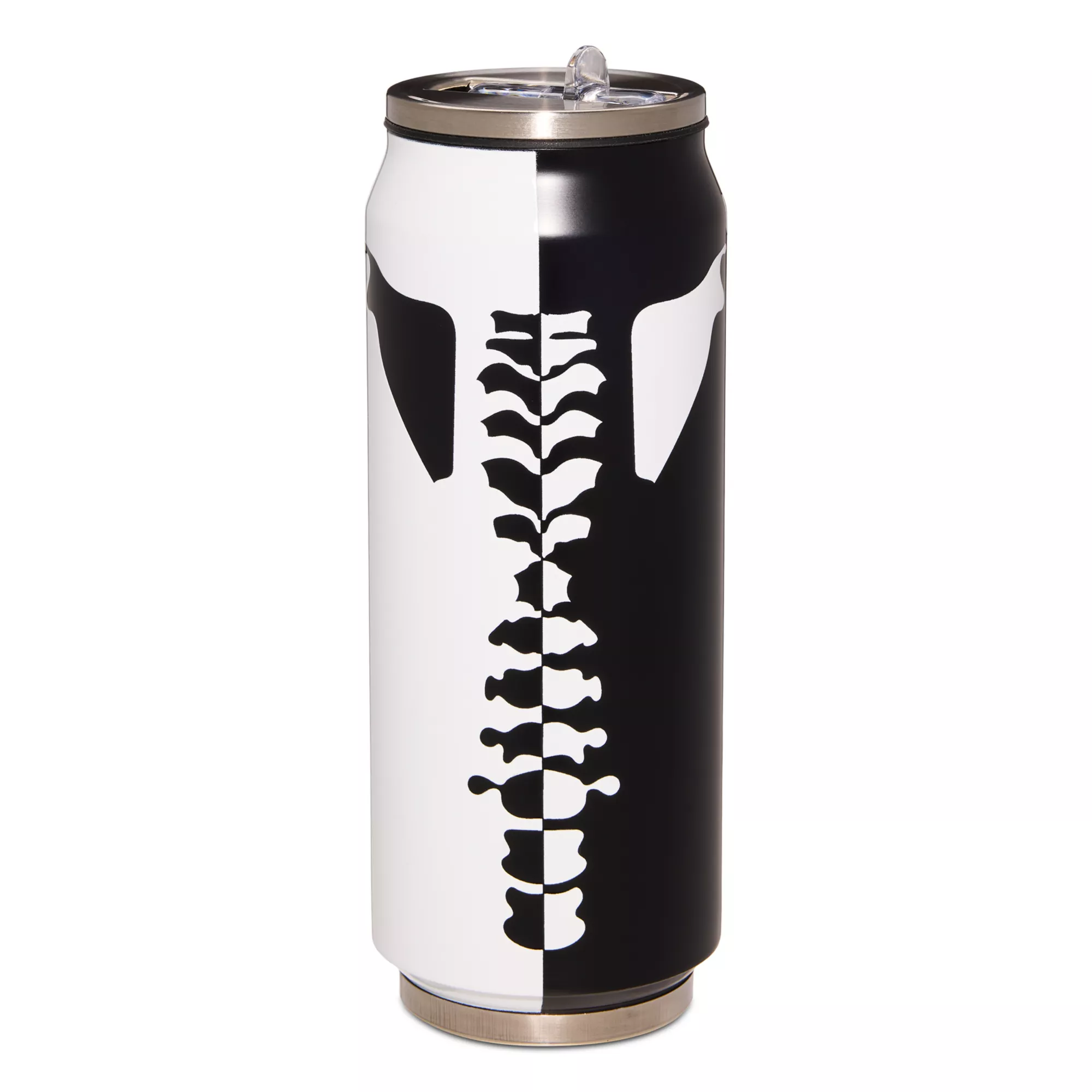 Black and White Ribcage Can Water Bottle - 17 oz. at Spencer's