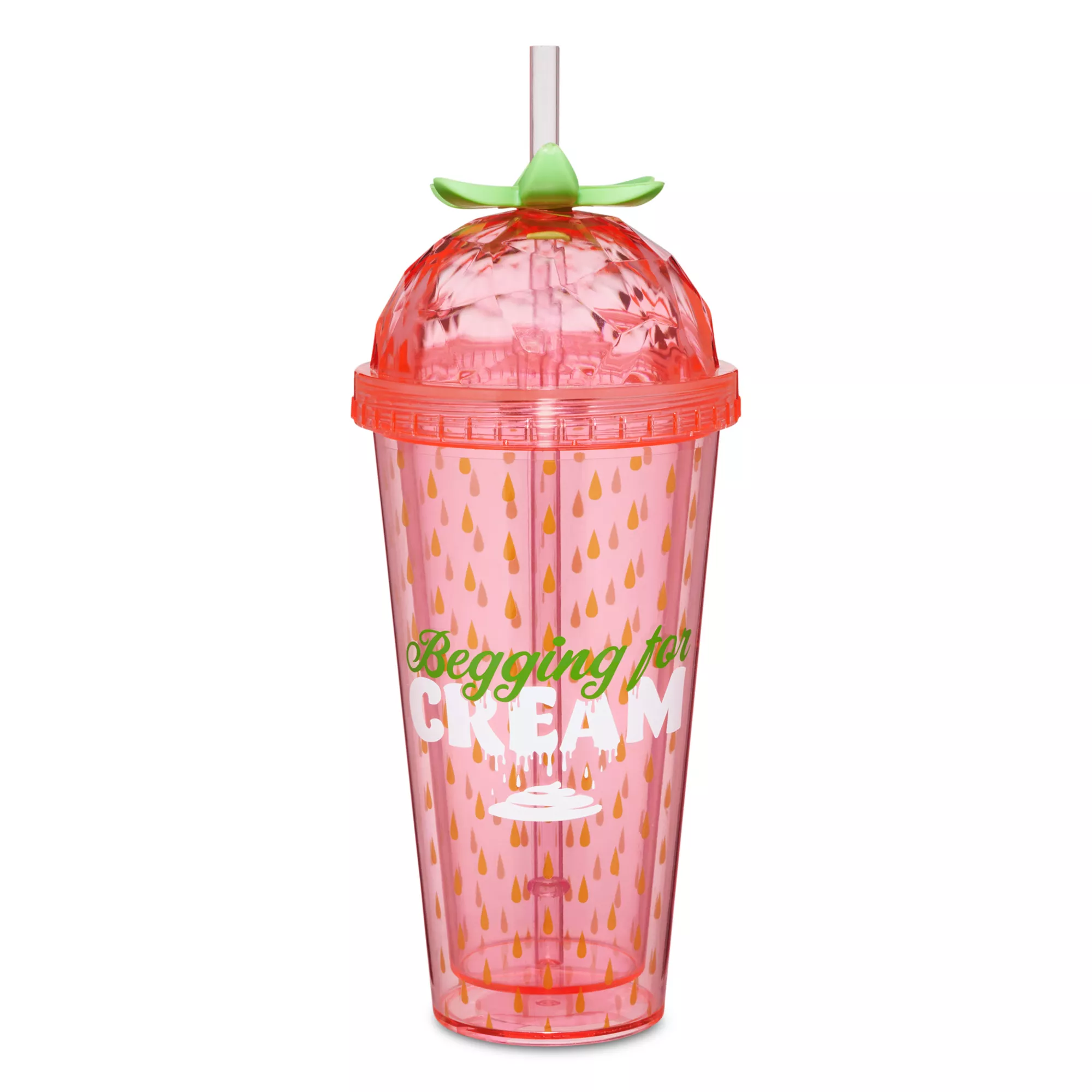 Strawberry Begging for Cream Dome Cup with Straw - 20 oz. at Spencer's