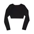 Long Sleeve Black Velvet Cutout Crop Top at Spencer's