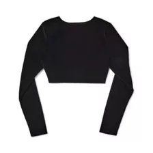 Long Sleeve Black Velvet Cutout Crop Top at Spencer's