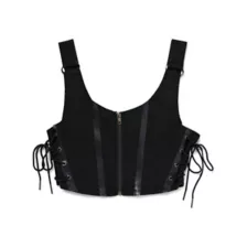 Black Distressed Lace-Up Bralette at Spencer's