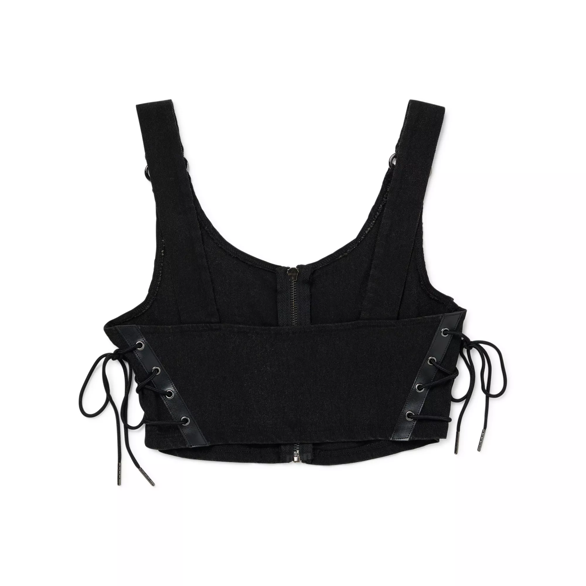 Black Distressed Lace-Up Bralette at Spencer's