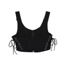Black Distressed Lace-Up Bralette at Spencer's