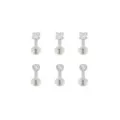 Multi-Pack CZ Silvertone Prong and Bezel Set Labret Lip Rings 6 Pack - 16 Gauge at Spencer's