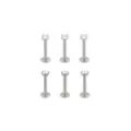 Multi-Pack CZ Silvertone Prong and Bezel Set Labret Lip Rings 6 Pack - 16 Gauge at Spencer's