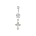 CZ Cross Titanium Dangle Belly Ring - 14 Gauge at Spencer's