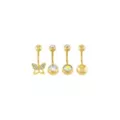 Multi-Pack CZ Butterfly Goldtone Titanium Belly Rings 4 Pack - 14 Gauge at Spencer's