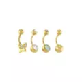 Multi-Pack CZ Butterfly Goldtone Titanium Belly Rings 4 Pack - 14 Gauge at Spencer's