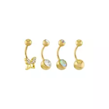 Multi-Pack CZ Butterfly Goldtone Titanium Belly Rings 4 Pack - 14 Gauge at Spencer's