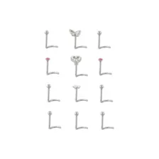 Multi-Pack CZ Multi-Color Butterfly Heart Flower Screw Nose Rings 12 Pack - 20 Gauge at Spencer's