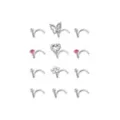 Multi-Pack CZ Multi-Color Butterfly Heart Flower Screw Nose Rings 12 Pack - 20 Gauge at Spencer's