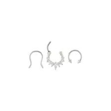 Multi-Pack CZ Titanium Clicker Septum Ring and Retainer and Spiked Horseshoe Ring 3 Pack - 16 Gauge at Spencer's