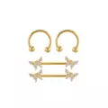 Multi-Pack Goldtone CZ Butterfly Horseshoe Rings and Nipple Barbells 2 Pair - 14 Gauge at Spencer's