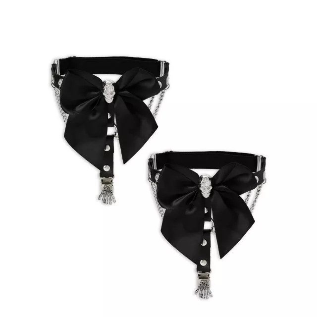 Black Bow Skeleton Garter Belt at Spencer's