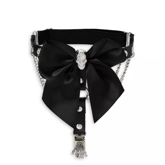 Black Bow Skeleton Garter Belt at Spencer's