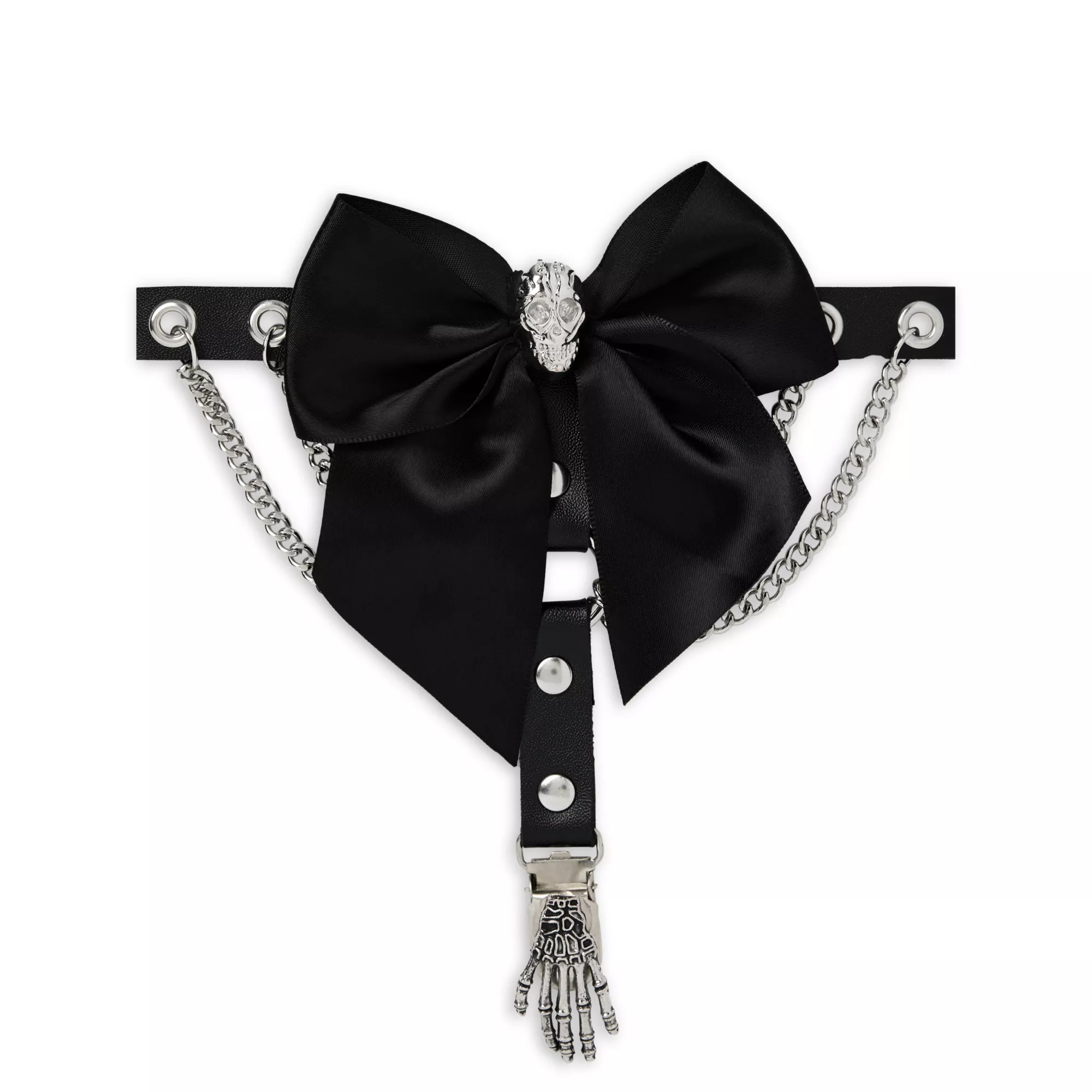 Black Bow Skeleton Garter Belt at Spencer's