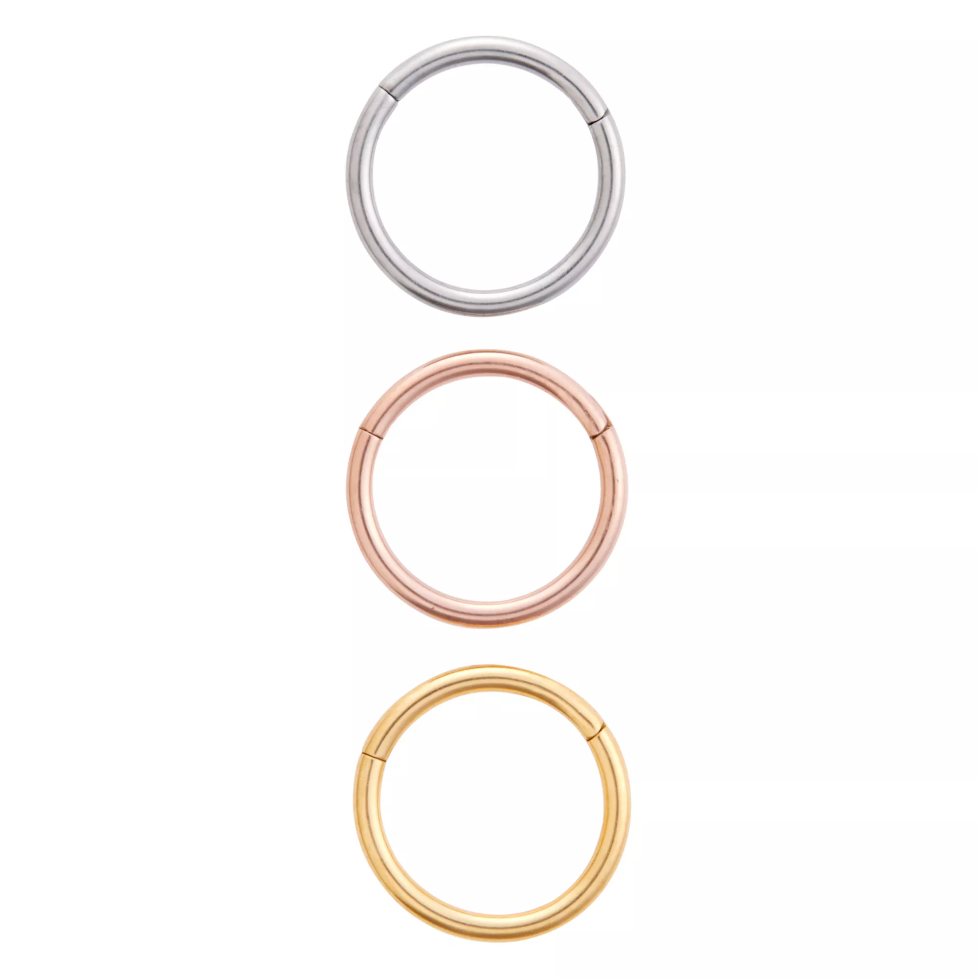 Multi-Pack Gold Silver and Rose Gold-Plated Hinged Hoop Rings - 3 Pack at Spencer's
