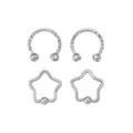 Multi-Pack CZ Star Captive Hoop and Horseshoe Rings 4 Pack - 16 Gauge at Spencer's