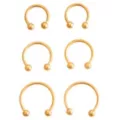 Multi-Pack Titanium Goldplated Horseshoe Septum Rings 6 Pack - 16 Gauge at Spencer's
