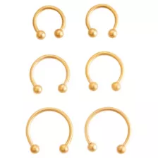 Multi-Pack Titanium Goldplated Horseshoe Septum Rings 6 Pack - 16 Gauge at Spencer's