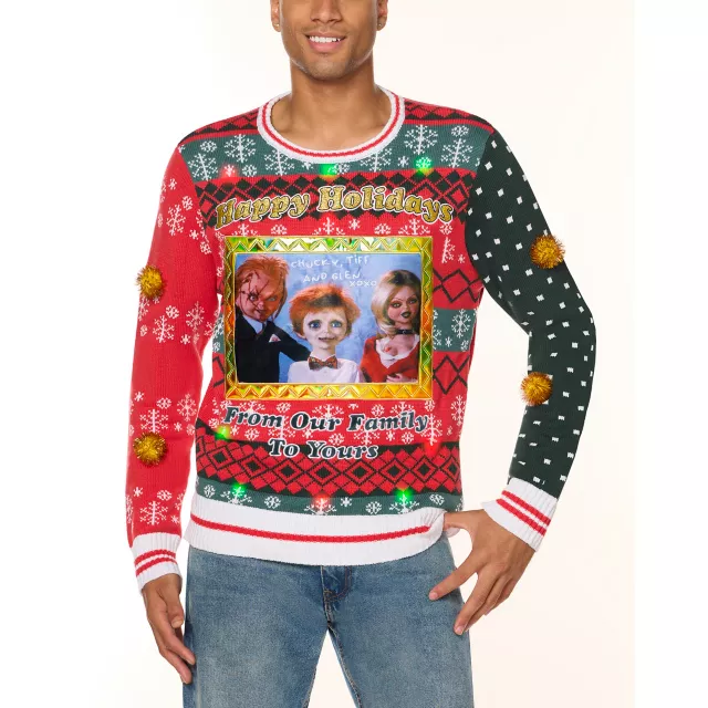 Light Up Chucky Family Photo Christmas Sweater