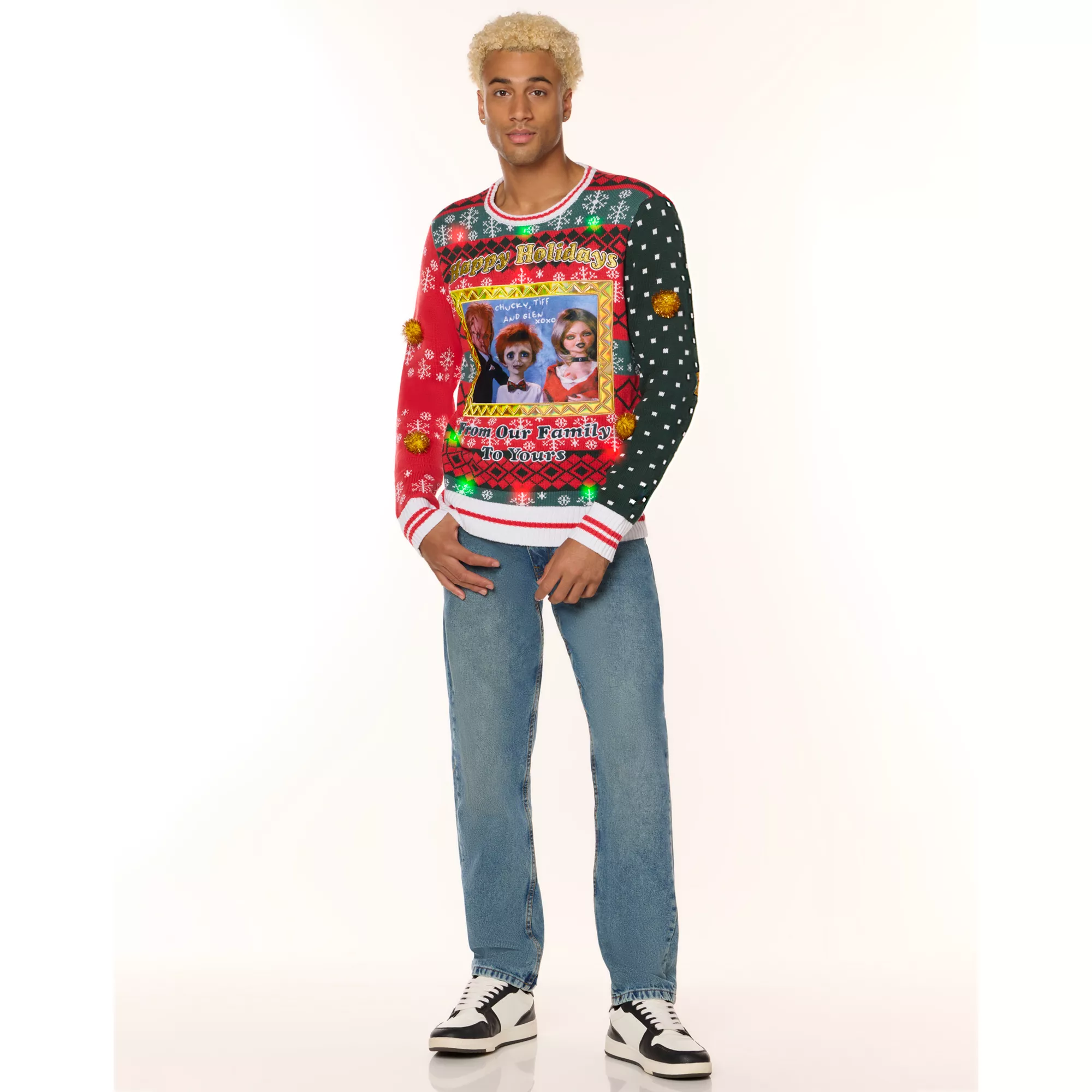 Light-Up Chucky Family Photo Christmas Sweater