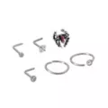 Multi-Pack CZ Titanium Spider L-Bend Nose Rings and Hoop Nose Rings 6 Pack - 20 Gauge at Spencer's
