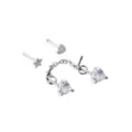 Multi-Pack CZ Heart Chain Bone Nose Rings 6 Pack - 20 Gauge at Spencer's