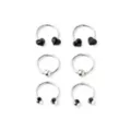 Multi-Pack Black Hearts Captive Rings and Horseshoe Rings 6 Pack - 16 Gauge at Spencer's