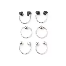 Multi-Pack Black Hearts Captive Rings and Horseshoe Rings 6 Pack - 16 Gauge at Spencer's