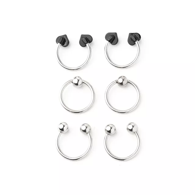 Multi-Pack Black Hearts Captive Rings and Horseshoe Rings 6 Pack - 16 Gauge at Spencer's