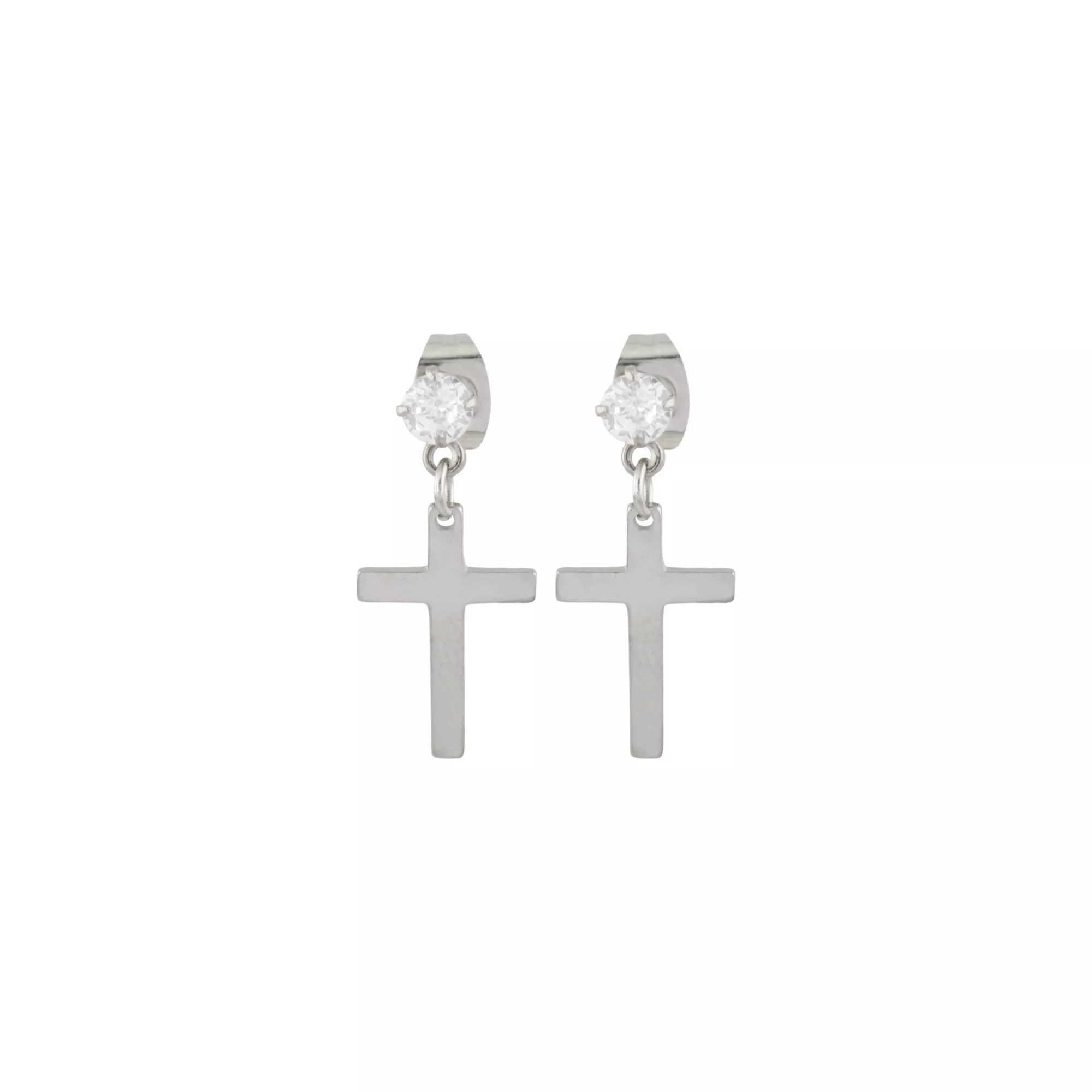CZ Titanium Cross Stud Dangle Earrings at Spencer's