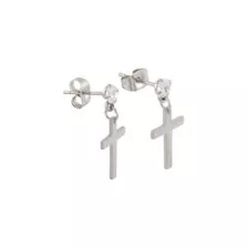CZ Titanium Cross Stud Dangle Earrings at Spencer's