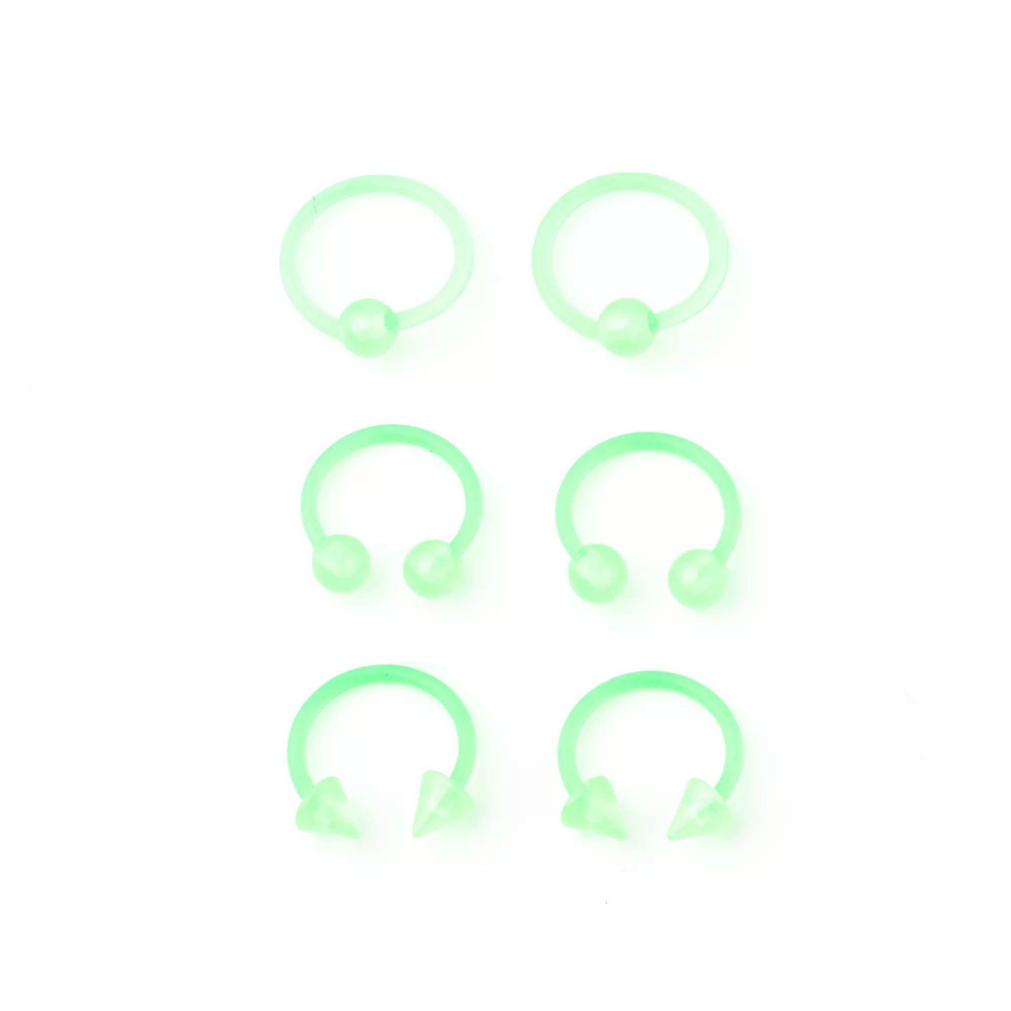 Multi-Pack Green Acrylic Septum Rings 6 Pack - 16 Gauge