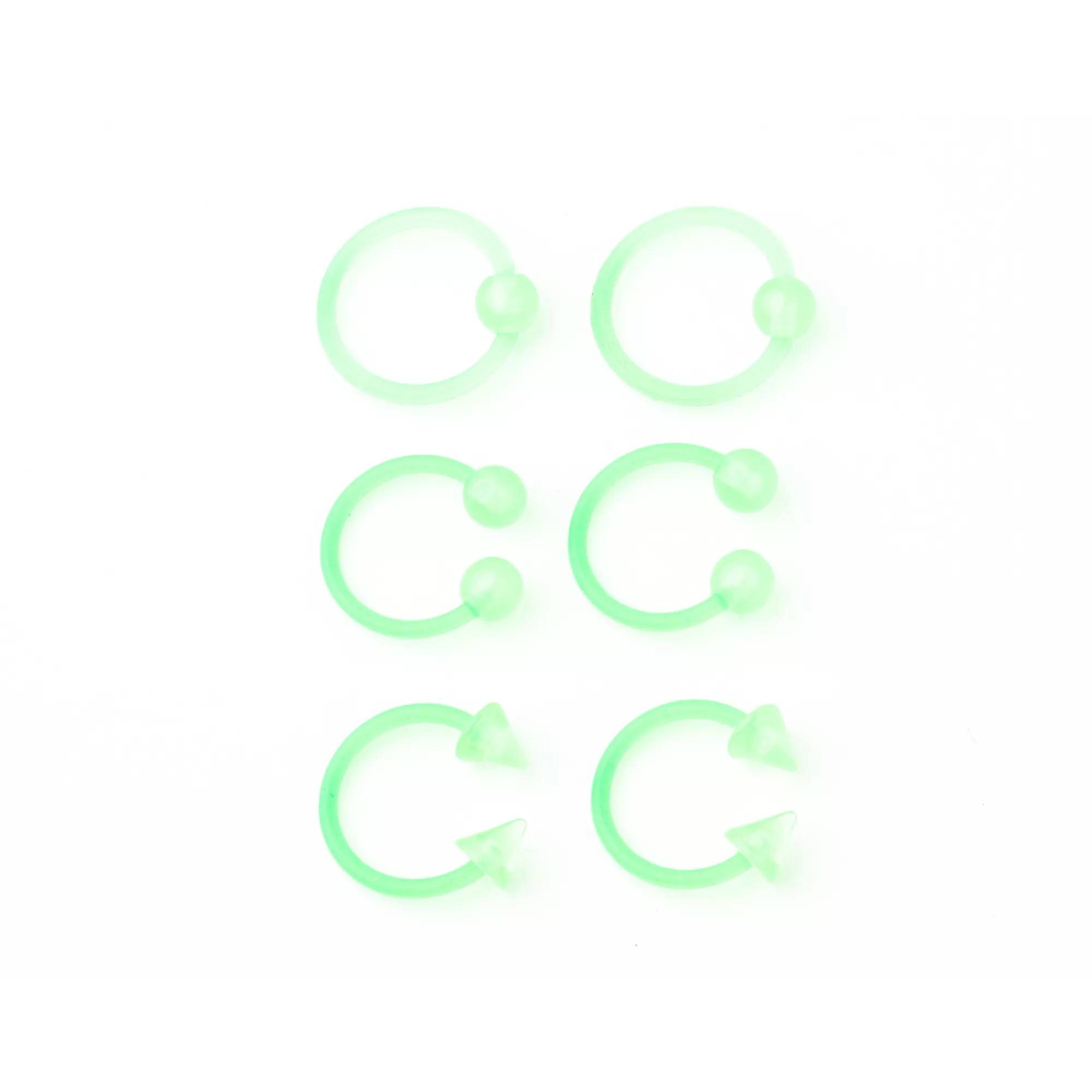 Multi-Pack Green Acrylic Septum Rings 6 Pack - 16 Gauge