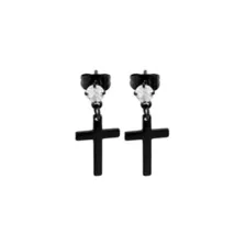 Round CZ Black Cross Titanium Dangle Stud Earrings - 20 Gauge at Spencer's