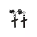 Round CZ Black Cross Titanium Dangle Stud Earrings - 20 Gauge at Spencer's