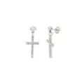 Silvertone CZ Titanium Cross Dangle Earrings at Spencer's