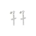 Silvertone CZ Titanium Cross Dangle Earrings at Spencer's