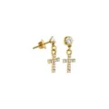 CZ Cross Goldtone Titanium Dangle Stud Earrings - 20 Gauge at Spencer's