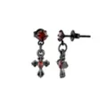 Black and Red CZ Titanium Antique Cross Dangle Earrings at Spencer's
