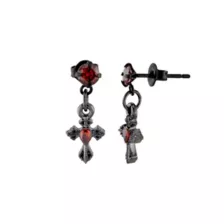Black and Red CZ Titanium Antique Cross Dangle Earrings at Spencer's