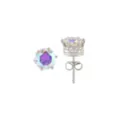 CZ Round Aurora Borealis Stud Earrings - 20 Gauge at Spencer's