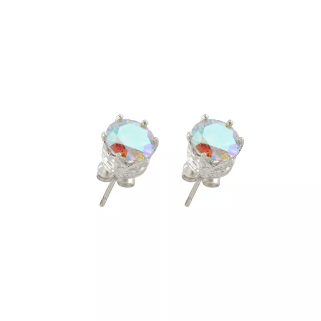 CZ Round Aurora Borealis Stud Earrings - 20 Gauge at Spencer's