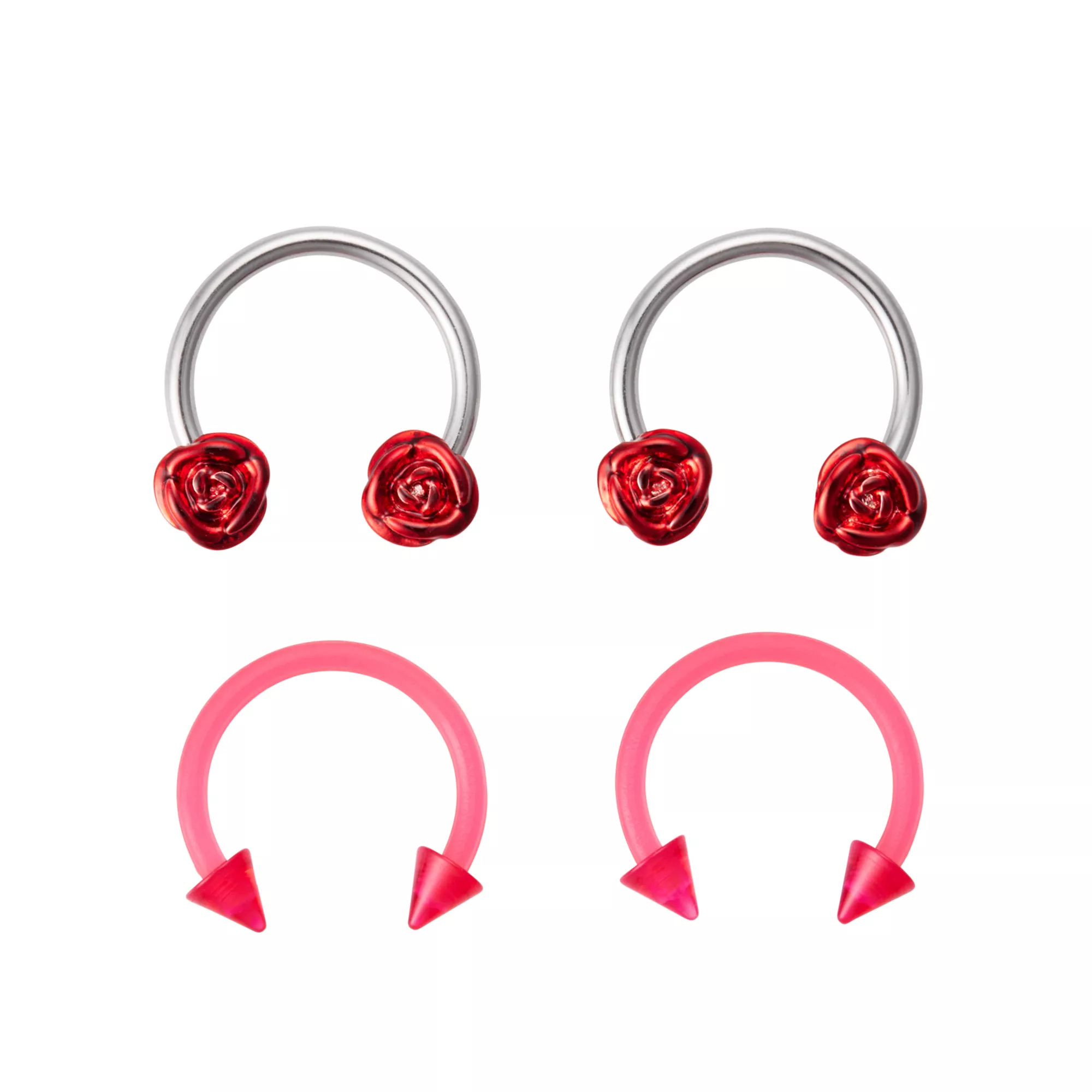 Multi-Pack Rose Horseshoe Rings 4 Pack - 16 Gauge at Spencer's