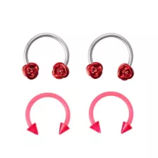 Multi-Pack Rose Horseshoe Rings 4 Pack - 16 Gauge at Spencer's