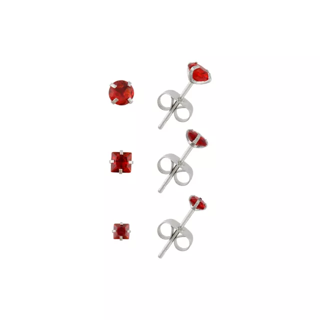 Multi-Pack Prong Red CZ Stud Earrings - 3 Pair at Spencer's