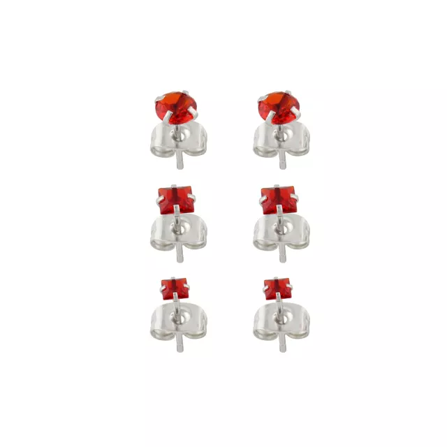 Multi-Pack Prong Red CZ Stud Earrings - 3 Pair at Spencer's