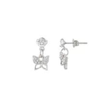 CZ Butterfly Dangle Earrings - 20 Gauge at Spencer's