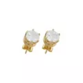 Round Goldtone CZ Crown Setting Stud Earrings at Spencer's